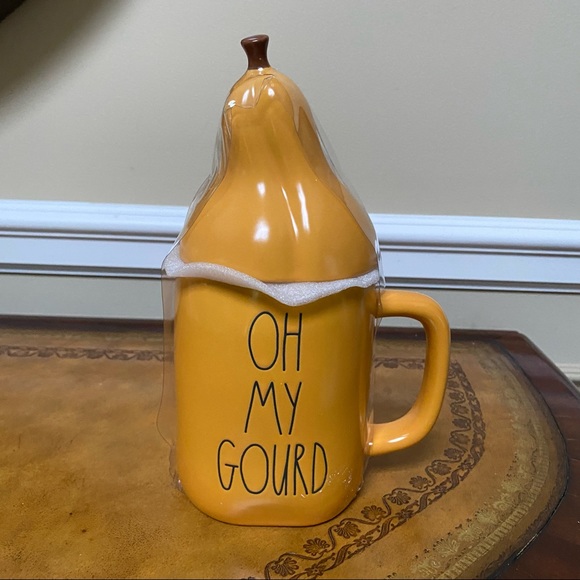 Rae Dunn OH MY GOURD coffee mug  with Topper NIB - Picture 2 of 5